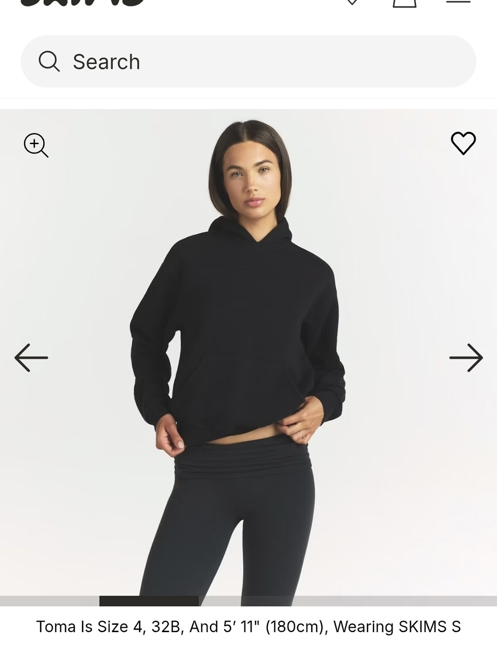 Skims Black Hoodie Pullover Sweatshirt BNWT